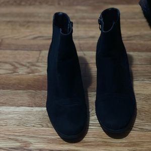 Black suede narrow width boots. Been worn
